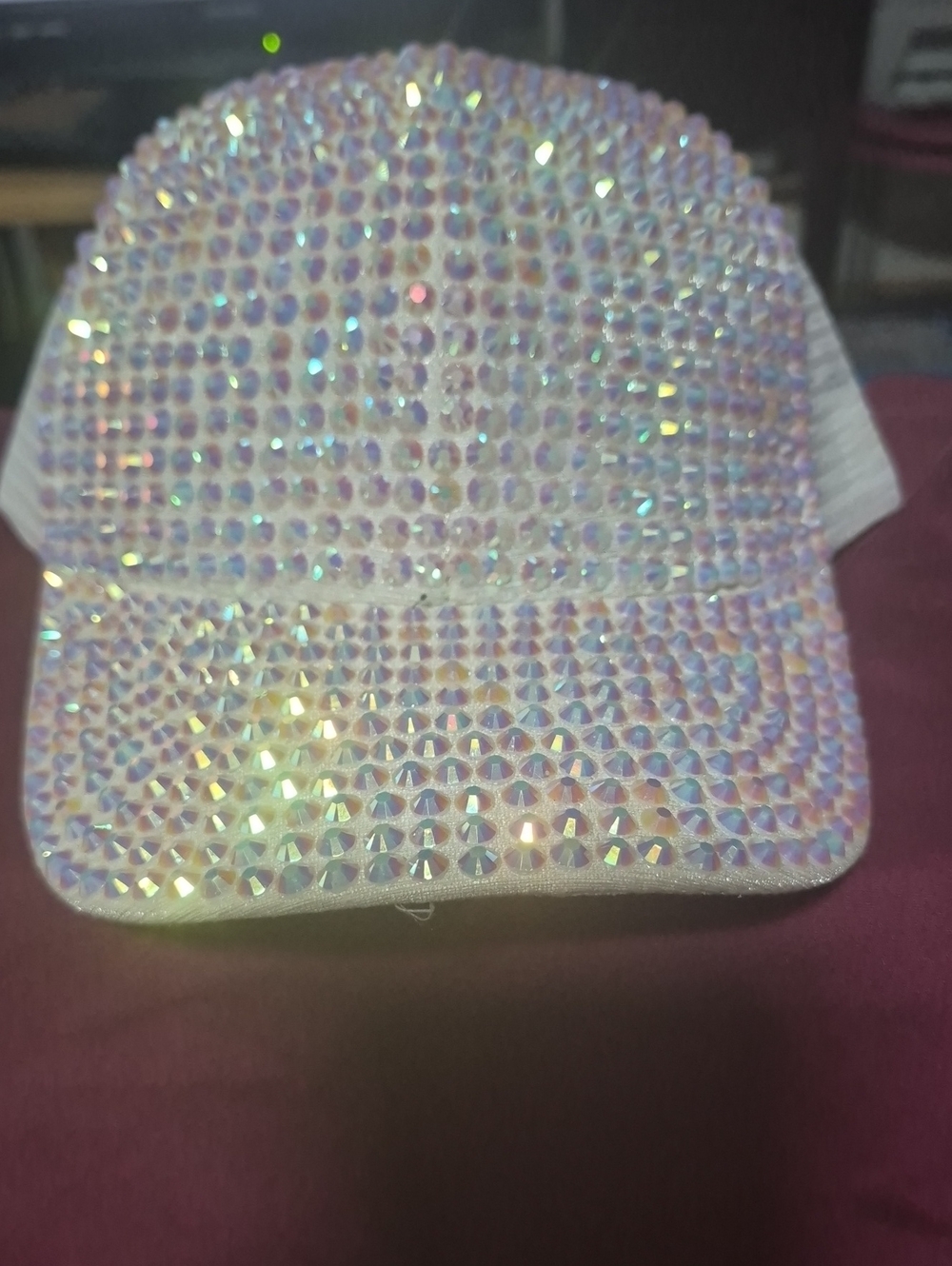 Crystal Rhinestone White Baseball Cap - Women Accessories